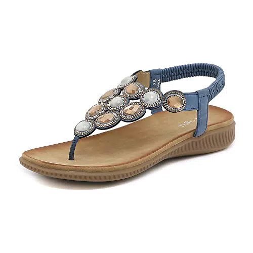 ZOEASHLEY Damen Sandalen Strass Flache Sandaletten Offene Zehe Flip Flops