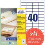 AVERY Zweckform Universal Etiketten - Selbstklebende Aufkleber auf A4, mattes Papier, individuell bedruckbar