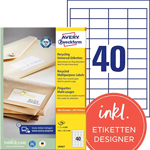 AVERY Zweckform Universal Etiketten - Selbstklebende Aufkleber auf A4, mattes Papier, individuell bedruckbar