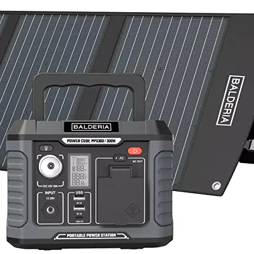 BALDERIA Power Set PS300-120, Tragbare Powerstation 300W + Solarpanel 120W