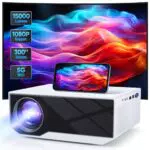 Beamer mit Bluetooth und WiFi, 1080P, 15000 Lumen, tragbarer Heimkino Projektor