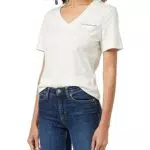 Calvin Klein Jeans Damen T-Shirt Kurzarm Monologo Slim V-Ausschnitt