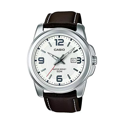 Casio Herren Quartz Armbanduhr MTP-1314PL-7AVEF mit Lederarmband 43mm