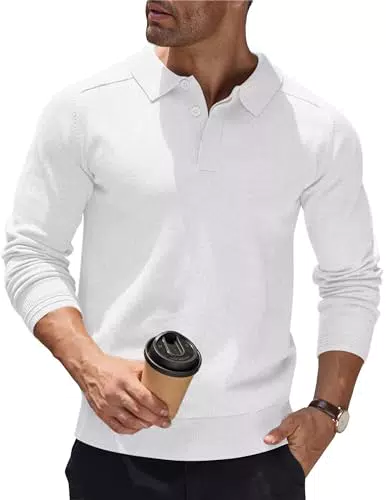 COOFANDY Herren Pullover mit Polokragen - Business Strickpullover Regular Fit