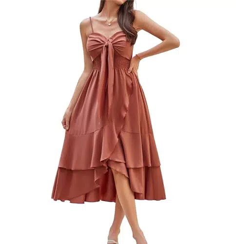 Boho Beach Damen High-Low Cocktail Maxi Dress – A-Linie, Lockere Passform