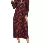 Ekouaer Langarm Nachthemd Damen - Weiches Schlafshirt mit Knöpfen für den Winter