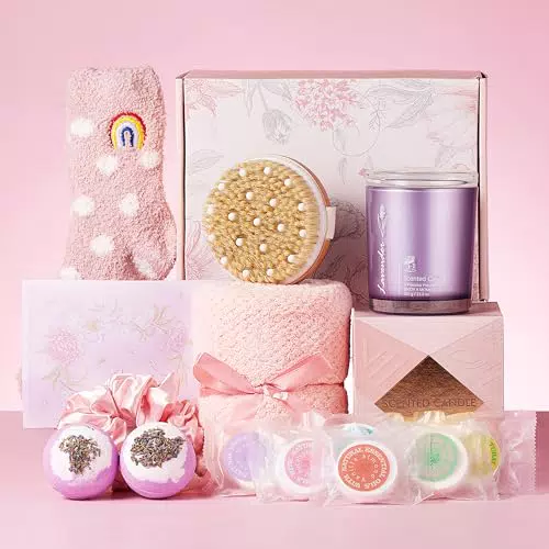 Groß Duftkerzen Geschenkset für Frauen – Lavendel Wellness Set für Entspannung