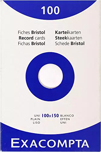 Exacompta Karteikarten DIN A6, blanco, ungelocht, Modell 13302E