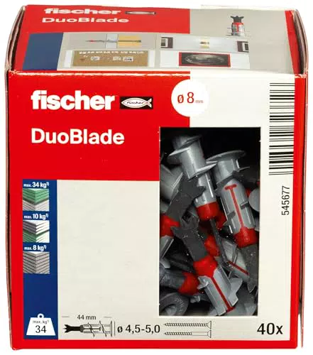 fischer DUOBLADE, selbstbohrender Gipskartondübel, 40 Stück & DUOTEC 10 S PH