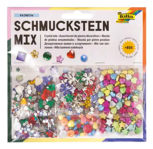 Folia Schmuckstein Mix Rainbow – Vielfältige Dekorationssteine für Bastelarbeiten