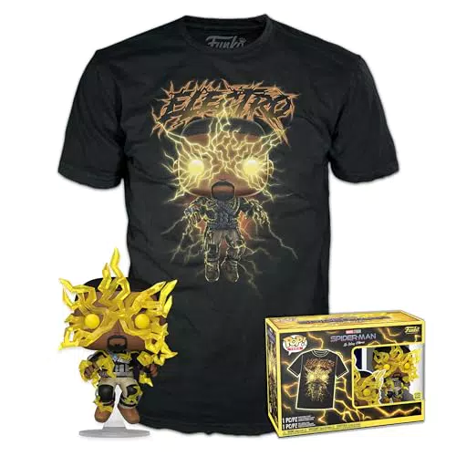 Funko Pop! Spider-Man Electro T-Shirt mit Vinyl-Sammelfigur – Geschenkidee für Erwachsene