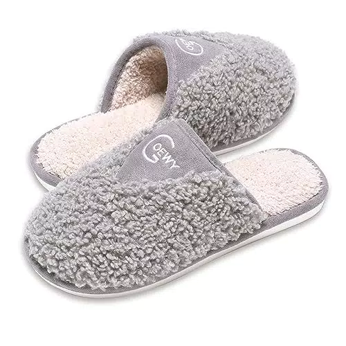 GOEWY Hausschuhe Damen und Herren - Rutschfeste Plüsch Pantoffeln mit Memory Foam
