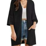 GRACE KARIN Damen Strickjacke Kurzarm Elegant Offene Front