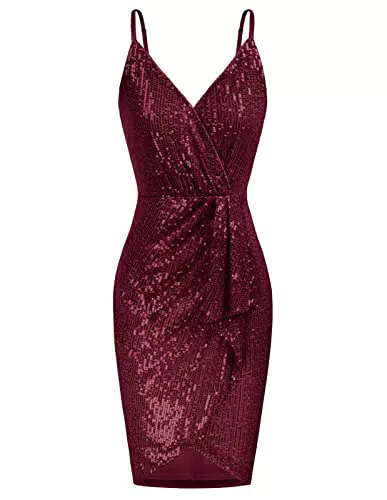 GRACE KARIN Damen V-Ausschnitt Paillettenkleid Bodycon Modell CL1723