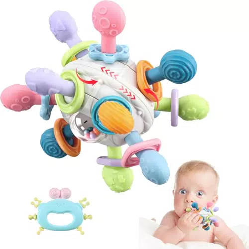 Greifball Baby-Spielzeug - Sensorischer Beißring und Motorik-Spielzeug für Babys