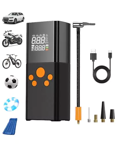 HENMI Elektrische Luftpumpe für Fahrrad, Auto und Motorräder - 150 PSI, 6000mAh