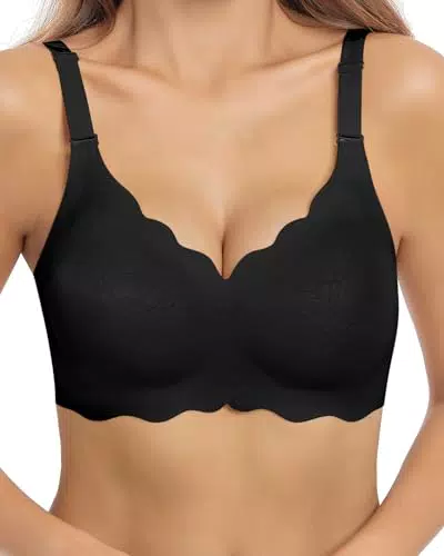 HORISUN Damen-BH nahtlos V-Ausschnitt mit Spitze und Blumenmuster Bralette