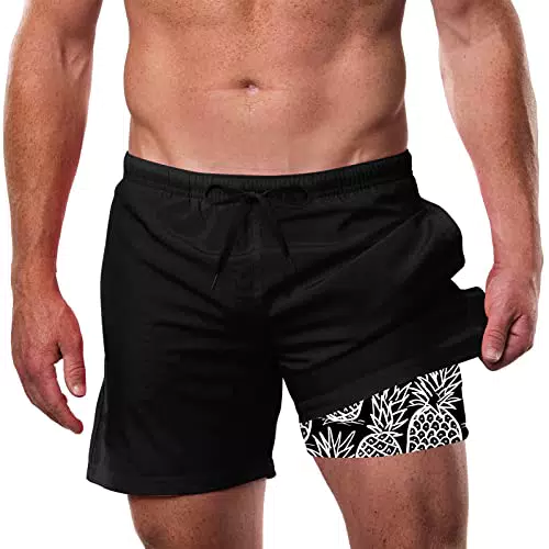 IDGREATIM Herren Badehose Kompressionsfutter Strand Shorts mit Kordelzug