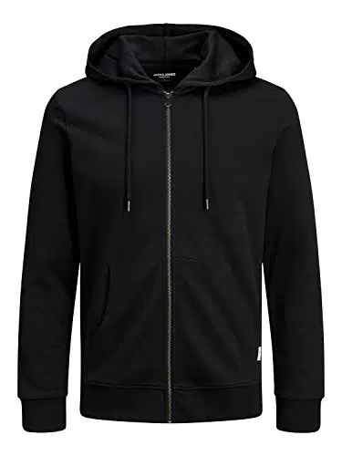 JACK & JONES Men's JJEBASIC Sweat Zip Hood NOOS PS, Black