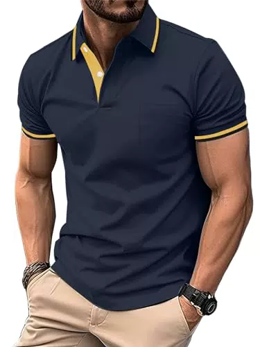 LLdress Herren Poloshirt Kurzarm Atmungsaktiv Schnelltrocknend für Sport und Freizeit