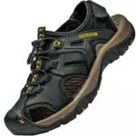 Lvptsh Herren Leder Wandersandalen – Geschlossene Outdoor Sandalen für Sport und Freizeit