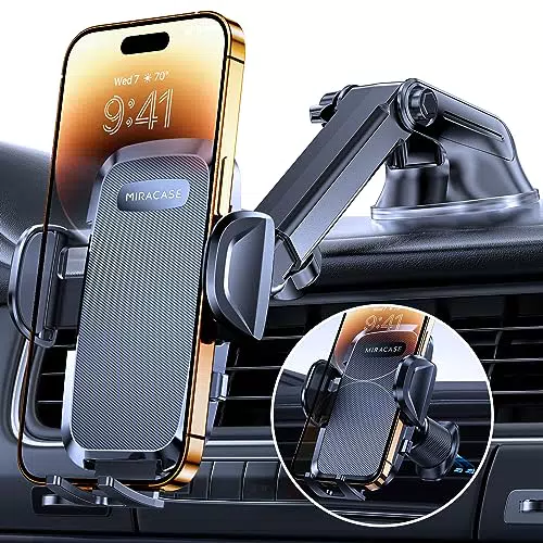 Auto Handyhalterung mit Super stabil & Starker Saugnapf für Armaturenbrett, Windschutzscheibe & Lüftungsschlitze - KFZ Handyhalter für iPhone, Samsung & Smartphones