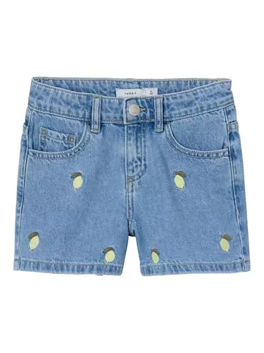 NAME IT Mädchen Nkfbella Shorts mit Zitronenstickerei