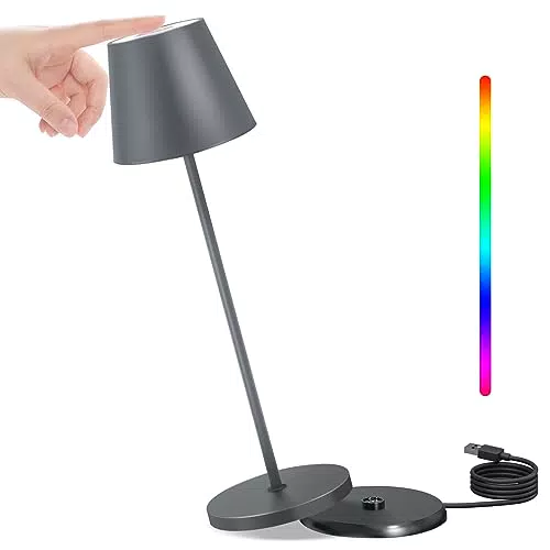 NiceBuy Kabellose Dimmbar Touch Tischlampe mit RGB LED für Outdoor und Camping