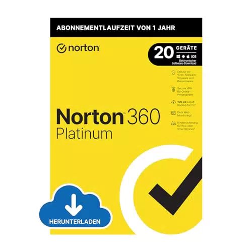 Norton 360 Platinum 2024 - Antivirus, Secure VPN, Passwort-Manager, 1 Jahr