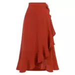 Odizli Wickelrock Damen Midi Rock Elegant High Waist A-Linie Faltenrock