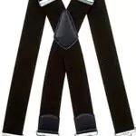 Olata Herren Hosenträger X-Form Extra Breite – 5 cm, Schwarz mit Lederclips