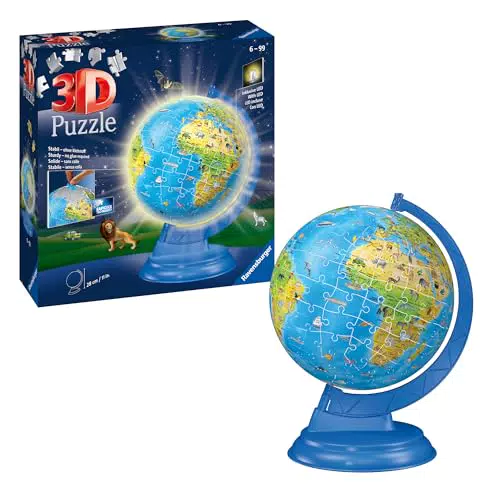 Ravensburger 3D Puzzle Kinderglobus mit Licht für Kinder ab 6 Jahren