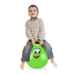 Relaxdays Hüpfball für Kinder mit Gesicht und Griff, Ø 45 cm, für drinnen & draußen