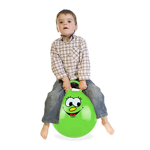 "Relaxdays Hüpfball für Kinder mit Gesicht und Griff, Ø 45 cm, für drinnen & draußen"