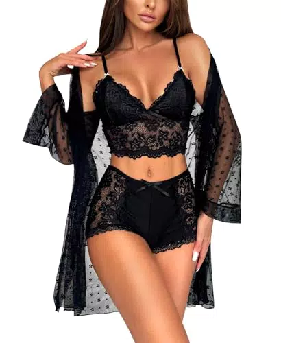 RSLOVE Dessous Set für Damen - Spitzenunterwäsche mit BH und Höschen