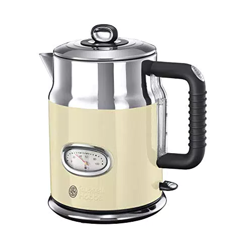 Russell Hobbs Toaster Retro Edelstahl für 2 Scheiben mit Countdown-Anzeige und Brötchenaufsatz