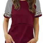 Stillshirt Damen Smallshow Kurzarm Umstandsmode T-Shirt für Stillende