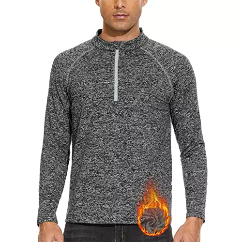 Soneven Half Zip Fleece Pullover Herren Winter Langarmshirt Herren Sport Laufshirt Herren Langarm Funktionsshirt Thermoshirt Winter Outdoor Wandershirt Atmungsaktiv Blau X