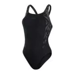 Speedo Damen Hyperboom Splice Muscleback Badeanzug, Schwarz/Grau