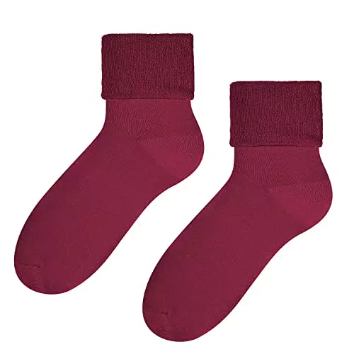 STEVEN Wadenlange Flauschige Socken für Damen und Mädchen – Warme Frottee-Baumwollsocken