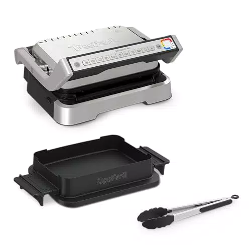 Tefal OptiGrill GC776D10 Kontaktgrill mit 9 Programmen und Backschale