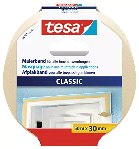 tesa Malerband CLASSIC - Abdeckband zum Abkleben bei Malerarbeiten - lösungsmittelfrei