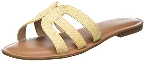 Damen Monika Flache H-Band Slide Sandale - Beige