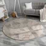 TT Home Hochflor Teppich Kunstfell Modern Rund für Wohnzimmer