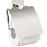 WENKO Turbo-Loc® Edelstahl Toilettenpapierhalter mit Deckel ohne Bohren