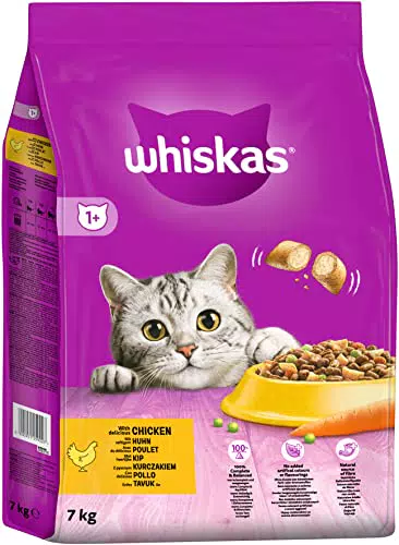 Whiskas Katzentrockenfutter mit Huhn – Hochwertiges Futter für ausgewachsene Katzen