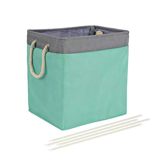 Amazon Basics Wäschekorb aus Stoff, zusammenfaltbar, mit abnehmbaren Halterungen