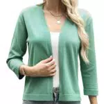Aottori Strickjacke Damen 3/4 Ärmel Cardigan Elegant Bolero Casual Freizeit