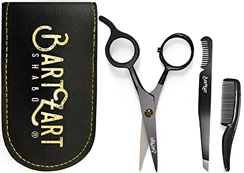 BartZart Bartpflege Set mit Schere, Pinzette und Kamm für Augenbrauen und Bart