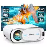 Jimveo 4K Beamer mit Auto-Fokus, WiFi6, Bluetooth und 300 Display für Heimkino